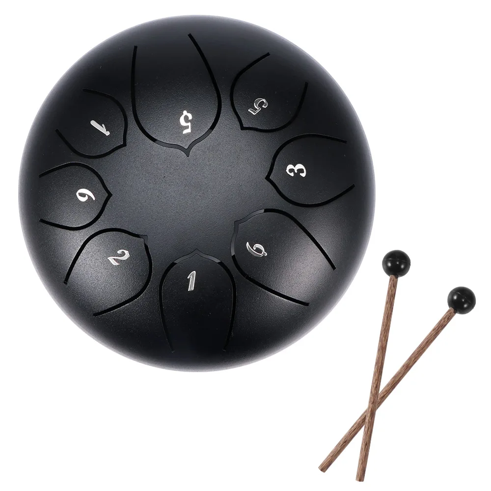

6 Inch Mini Drum 8 Tone Steel Tongue Drum Percussion Instrument With Drumsticks Percussion Instruments Accessories