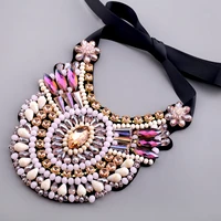 new arrived statement pendant necklace for women girls full crystal beaded strands choker necklaces fashion jewelry 7 colors