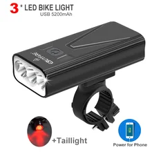 3000LM Bicycle Light Set Power Bank 5200mAh Bike Lights USB Rechargeable 3*LED Headlight Waterproof MTB Cycling Camping Lamp