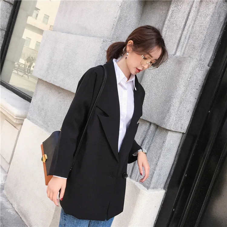 Blaser feminino Новинка Осень Зима длинный свободный женский костюм куртка Рабочая