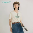 Топ женский с буквенным принтом INMAN, свободная винтажная рубашка в стиле ретро, корейская мода, с коротким рукавом, летний