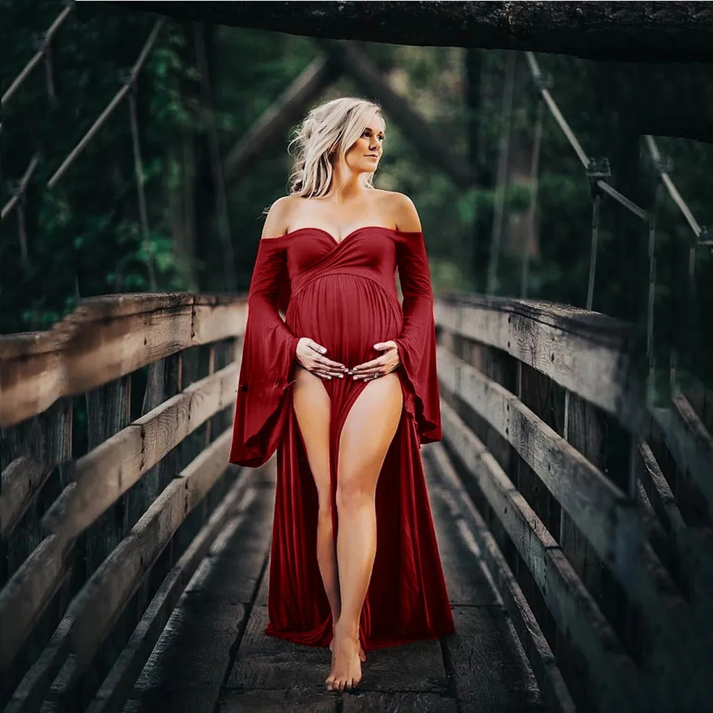 Платья для беременных для фотосессии платье для беременных vestidos платье для беременных vestido embarazada однотонное M-L с длинными рукавами Z4