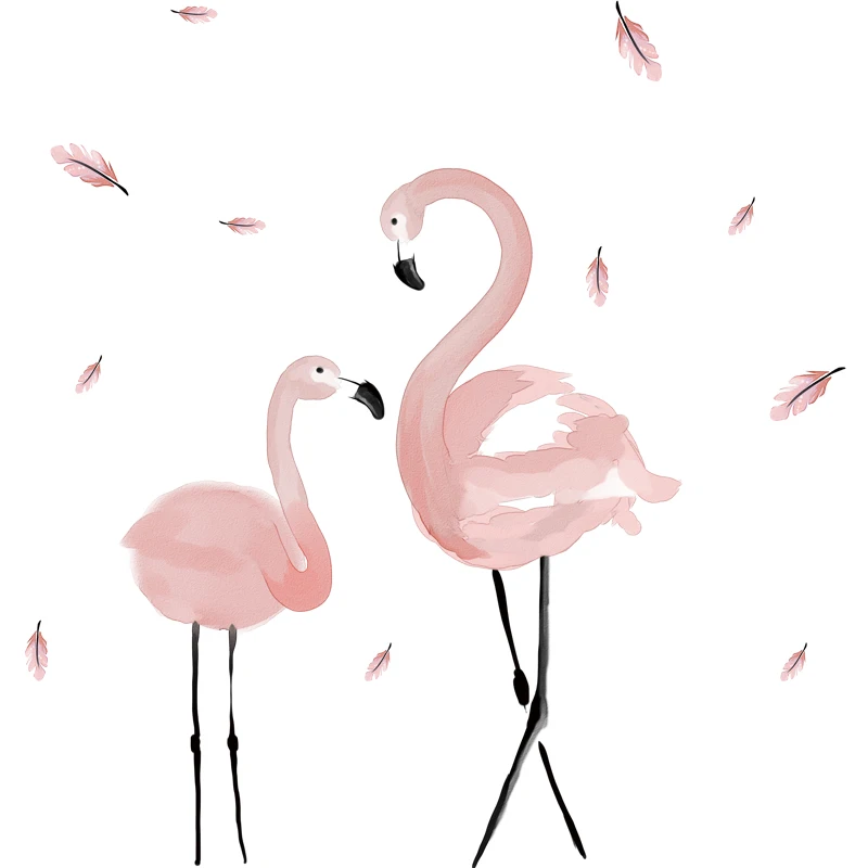 

Nordic Ins Pink Flamingo Birds Girl's Home Animal Mural Wall Stickers for Living Room Wall Sticker Wall Decals DIY Decoration