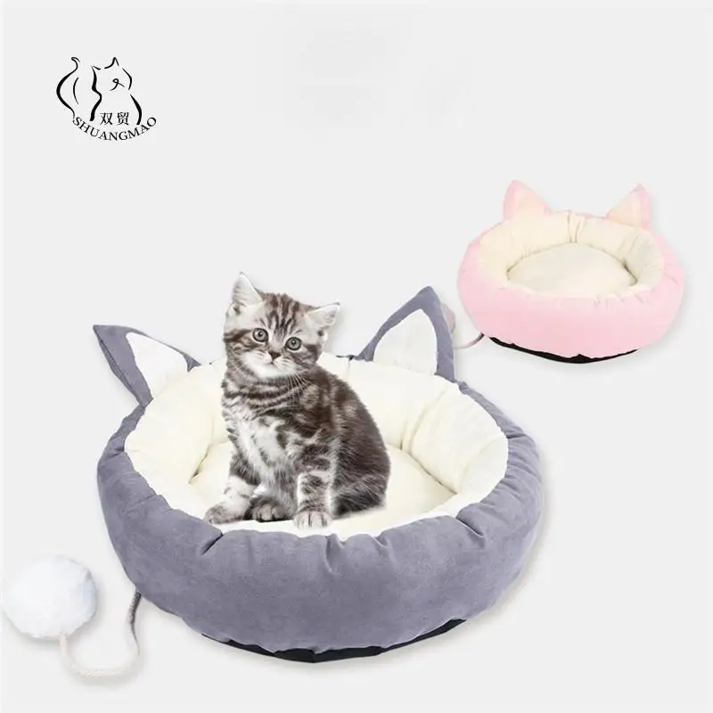 Зимняя корзина для кошек Ins Коралловая флисовая кровать домашних животных домик