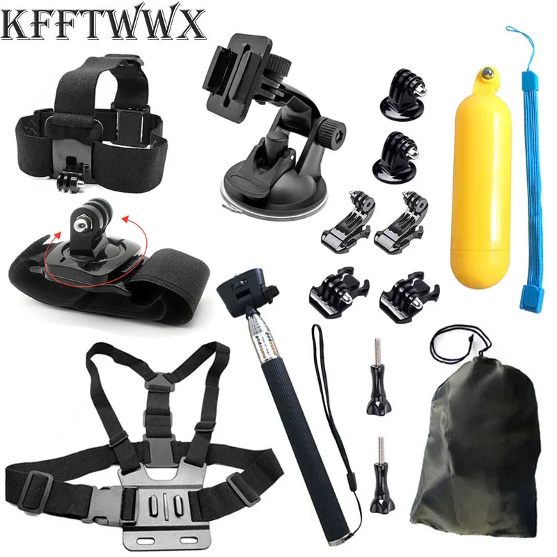

Комплект аксессуаров для монопода KFFTWWX, для экшн-камеры Go Pro SJCAM SJ4000 YI 4K EKEN H9R Gopro Hero 9, черный, 8, 7, 6, 5, 4 сеанса