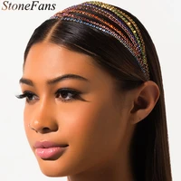 stonefans fashion elastic wedding headbands for bride women designer girls rhinestone jewelry headwear rainbow hair accessories
