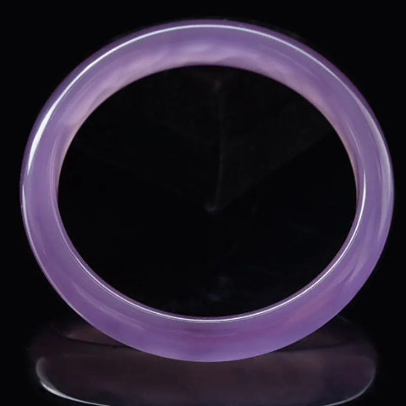 

Pure Natural Ice-like Emperor Purple Agate Bracelet Chalcedony Women's Fashion Medium Wide Stripe Moisturizing and Transparent