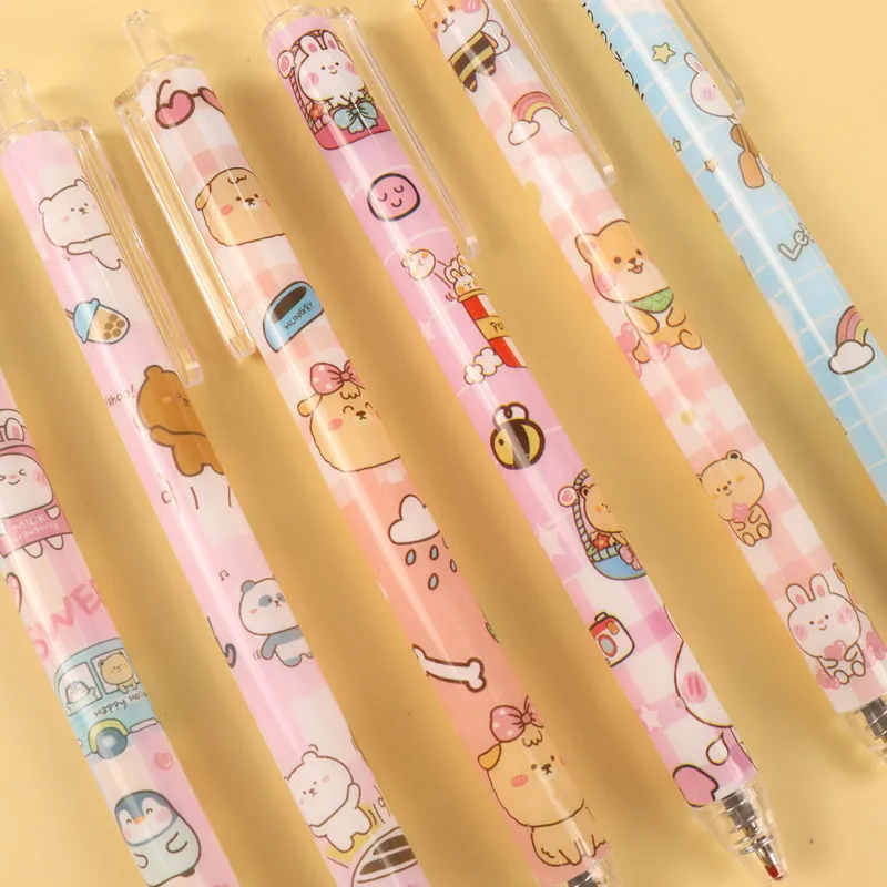 

3 pcs Cute Puppy Dogs and Bear Press Gel pen 0.5mm black ink Student Stationery