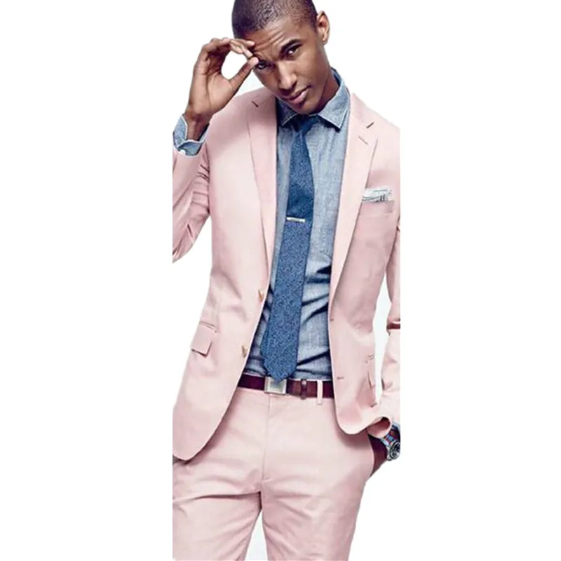 Модный светло розовый мужской костюм приталенные мужские костюмы повседневный