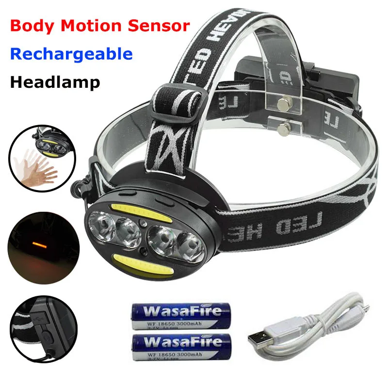 Налобный фонарь 6 светодиодов 7 режимов с датчиком движения | Лампы и освещение