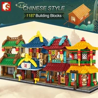 sembo city shop building blocks for moc street ancient chinese architecture store compatible bricks toys for children xmas gifts