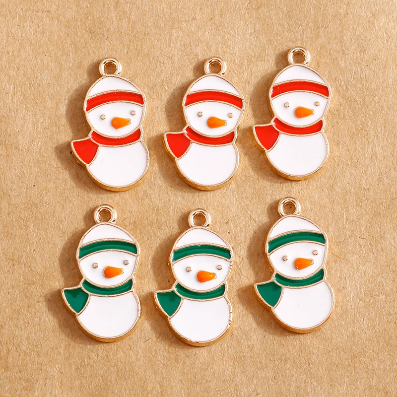 

10pcs 12*20mm Enamel Pendants Christmas Snowman Charms for Jewelry Making DIY Bracelets Necklaces Charms Accessories