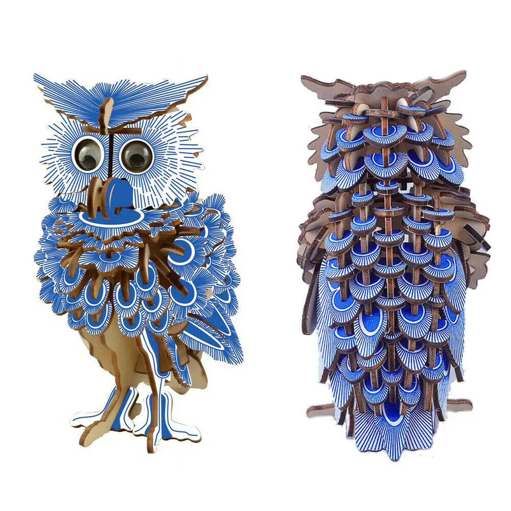 

3D Owl Wooden Puzzle Jigsaw Wood Craft Modelling Toy Kit Kids Educational Toy Handicrafts Child Gift