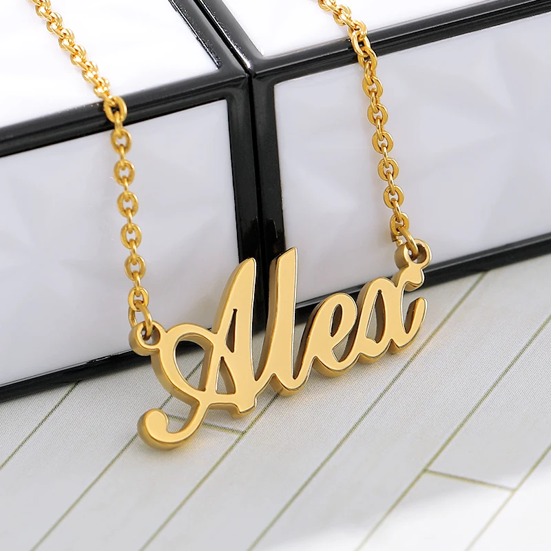 Персонализированное имя серебряная с золотом цепь ожерелье из нержавеющей стали