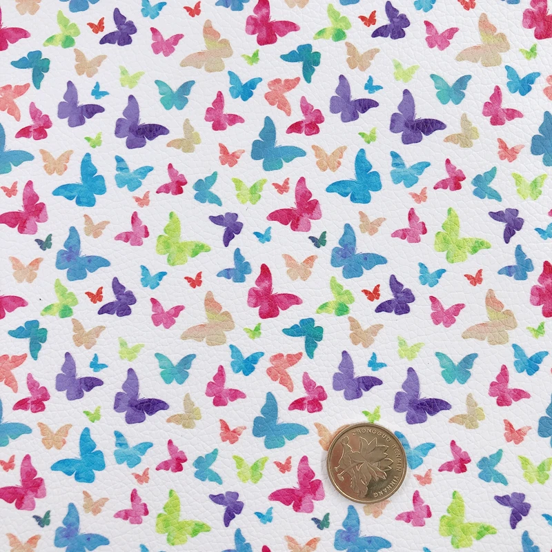Новые радужные 30x22 см акварельные милые бабочки искусственная кожа для летних
