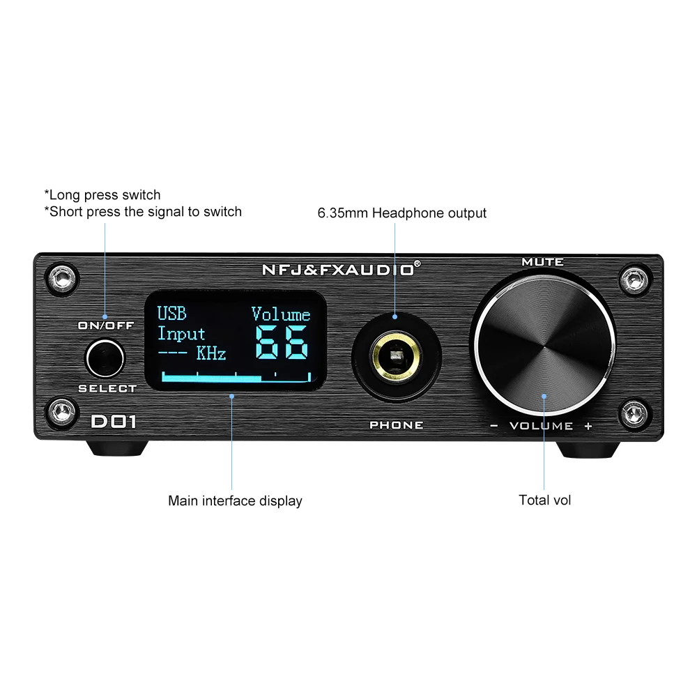 FX Audio D01 Bluetooth 5 0 DAC CSR8675 ES9038Q2M 32Bit 768kHz DSD512 XU208 OLED усилитель для наушников коаксиальный