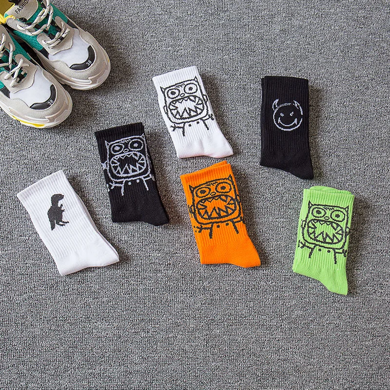 Женские носки скейтборд Харадзюку Веселый хип хоп цвет хлопок милый новый модный