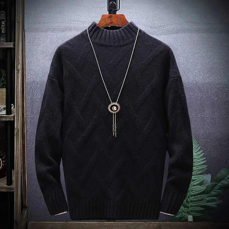 Зимний мужской Корейский Осенний Повседневный тонкий вязаный свитер с длинным