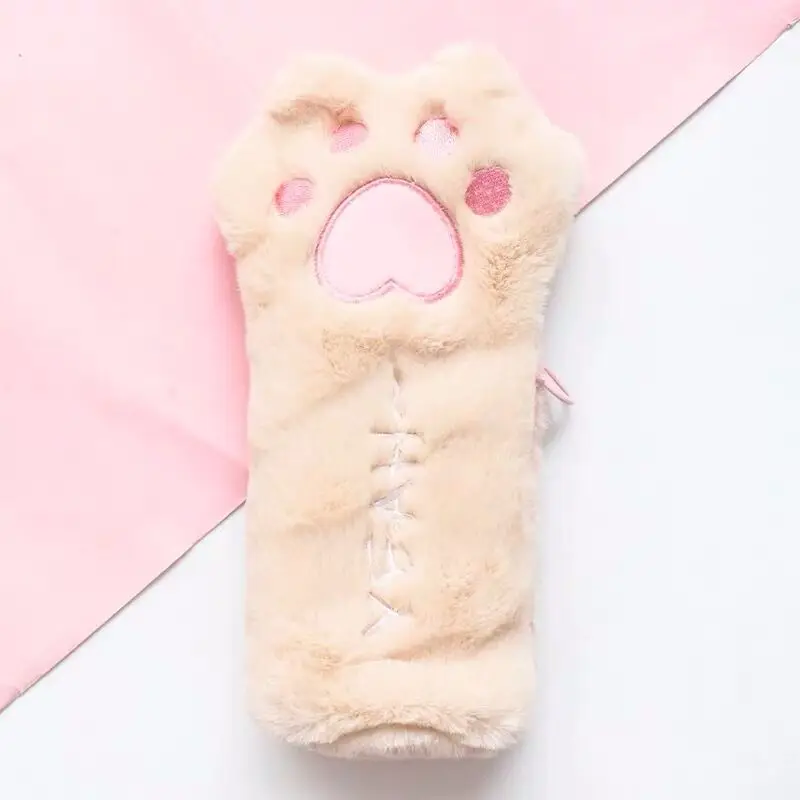 Beige yellow 1 шт. Новое поступление Kawaii кошачья лапа мягкий плюшевый пенал милый пенал для девочек детский подарок на день рождения школьные канцелярские принадлежности - Цвет: Beige yellow