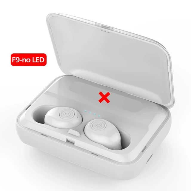 F9-NO-LED-WT FBYEG TWS F9 настоящие стерео беспроводные Bluetooth наушники HIFI HD Спортивная гарнитура наушники с микрофоном для телефона - Цвет: F9-NO-LED-WT