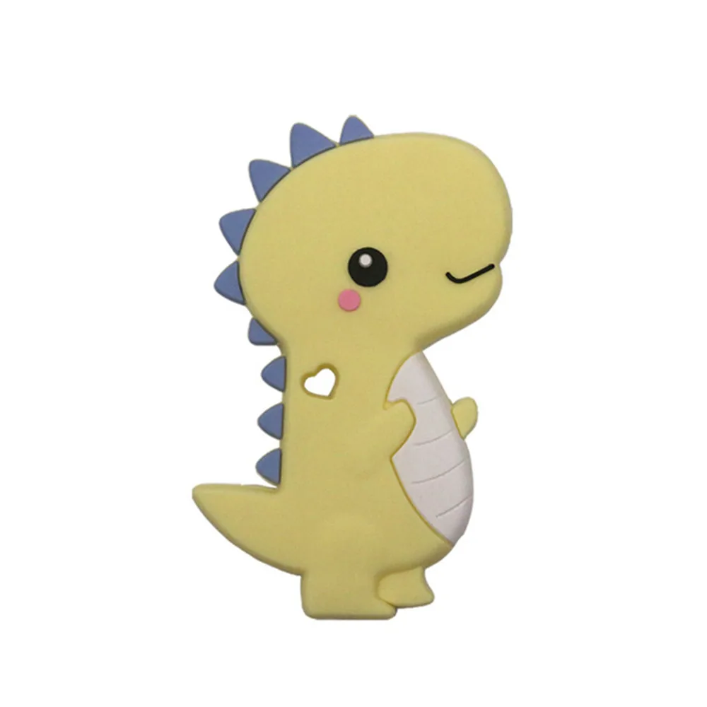 Mordedor seguro para beb&eacute; reci&eacute;n nacido, sin BPA, Animal encantador, dinosaurio, bricolaje, mordedor de silicona, juguetes de dentici&oacute;n para ni&ntilde;os-3