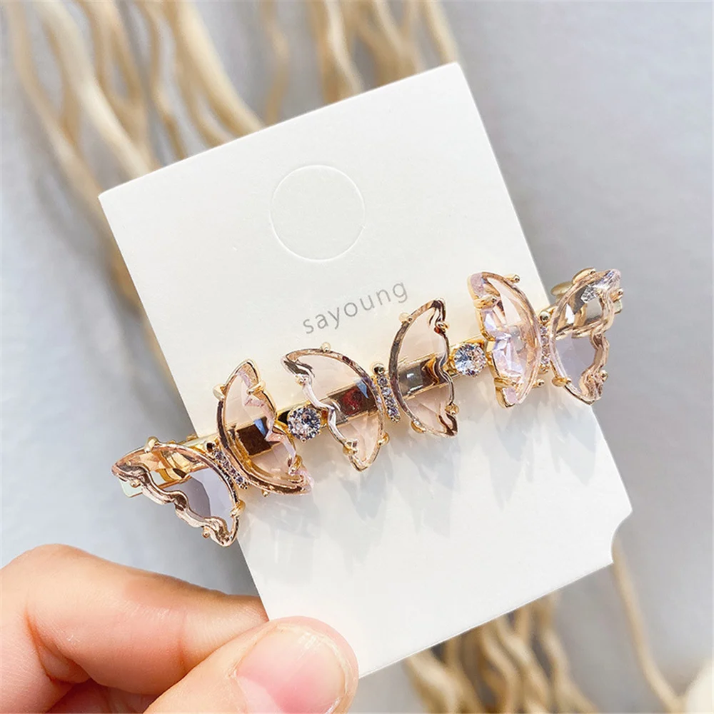 

2021 Sweet Butterfly Star Hair Clips Clamp For Girl Glass Crystal Beautiful Hairpins Hair Barrettes Hair Accessories