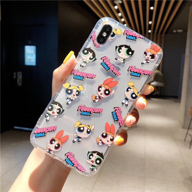 INS Cute US Powerpuff для девочек, полицейский чехол для iPhone 11 Pro X XS Max Xr 8 7 6 6s Plus, прозрачный мягкий чехол из ТПУ с рисунком