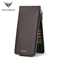 williampolo luxury brand leather wallets men long zipper coin purses tassel design clutch wallets female money bag credit card