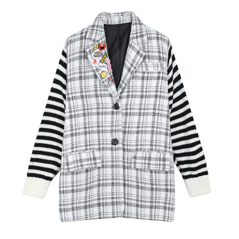 Осень 2019 Вязанные шерстяные куртки с длинным рукавом женские шикарные v-образным