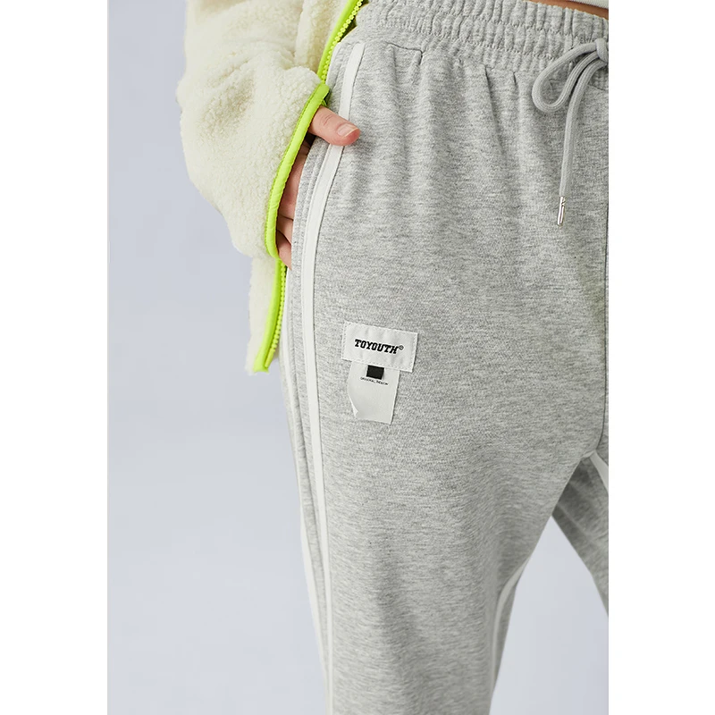 

Toyouth Women Casual Bell-bottomed Pants Straight Leg Sweatpants High Waist Fashion Striped Basic Flare Trousers