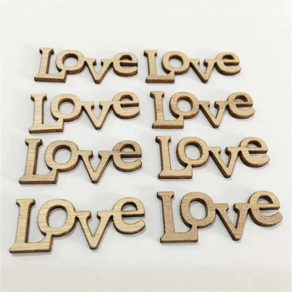 

50pcs 4.4*1.8cm Rustic Wooden Love Letters Craft Scrapbook Confetti Wedding Valentine's Day Home Table DIY Decoration