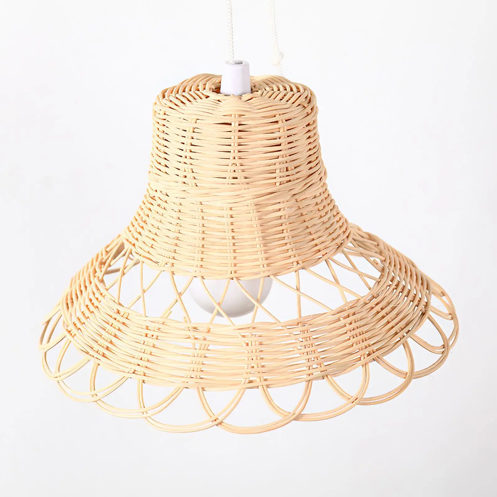 

INS Rattan Lampshade With E27 Lamp Holder Homestay Rattan Weaving Lampshade Photography Props Handmade Decor Restaurant Light