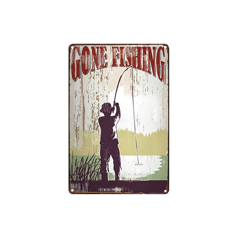 Go Fishing Tin Sign Vintage Home Decoration Wall Signs Decor Man Cave Garage Kicthen Room Metal Plate Iron Paintings Art Plaques | Дом и сад