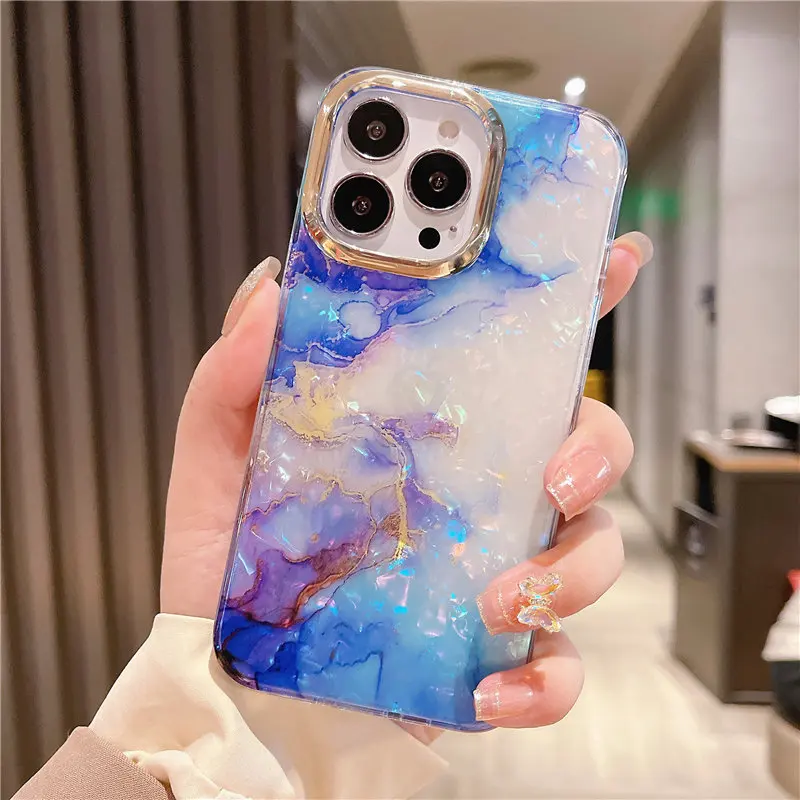 Блестящий чехол с мраморным рисунком для iPhone 13 Pro Max 12 11 XS XR X 7 8 Plus | Мобильные