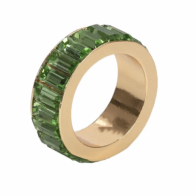 Green Girlgo модные блестящие ювелирные изделия радуги овальной формы обручальные кольца с фианитами для женщин Красочные кубические циркония CZ кольца вечности - Цвет основного камня: Green