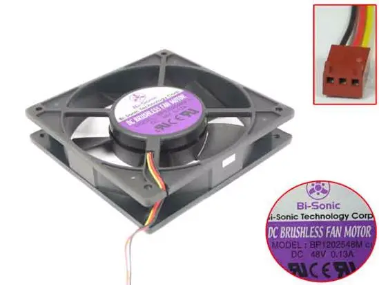 Кулер для охлаждения сервера Bi-Sonic BP1202548M DC 48V 0.13A 120x120x25mm 3-проводной