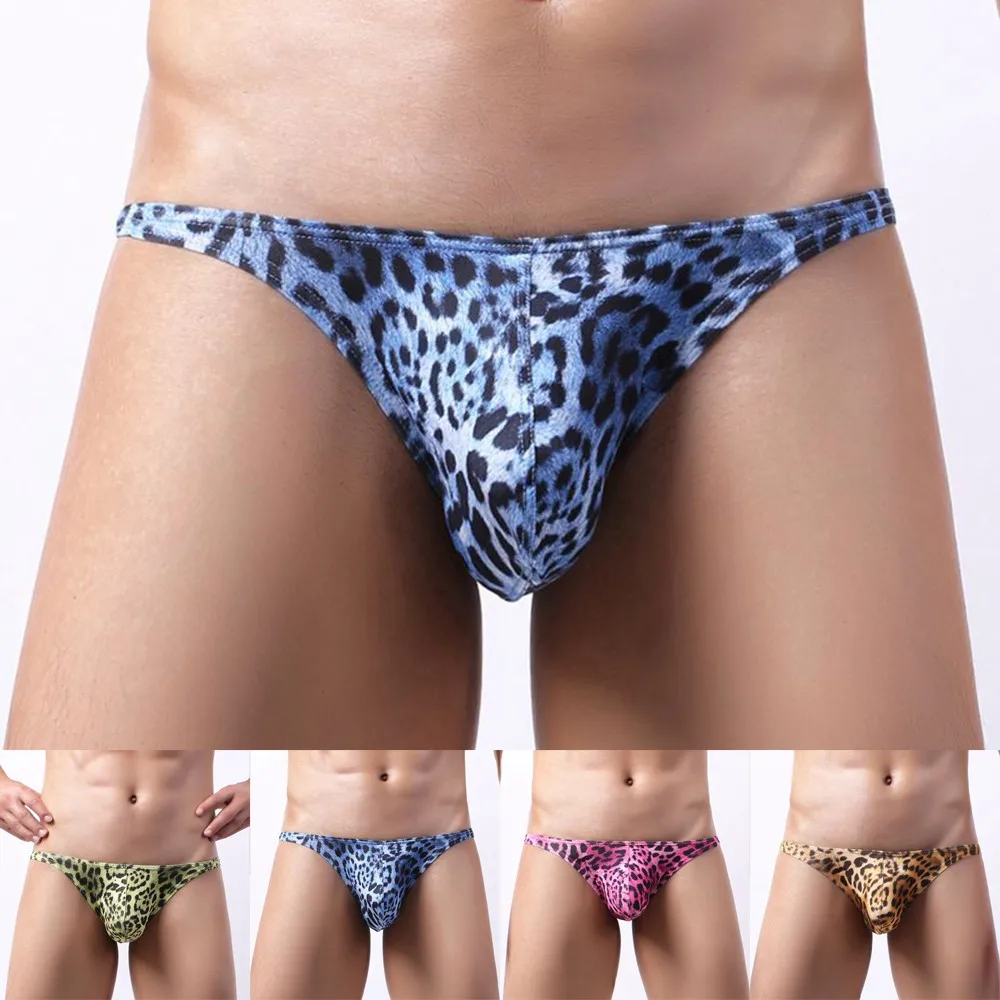 

Men's Leopard Triangle Sexy Comfortable Low Waist Breathable U Convex Underpants Swimming Trunks Beach Surfing Triangle Swimsuit