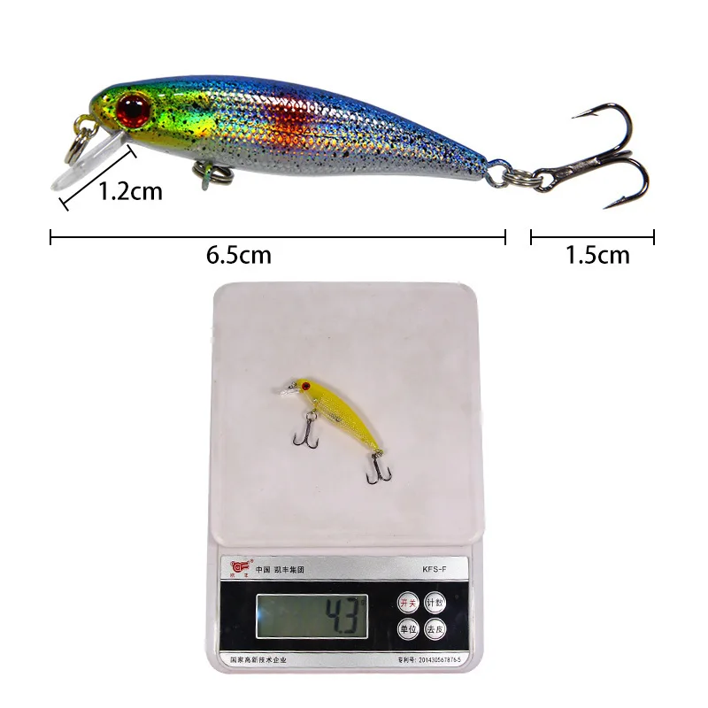 

5PCS 6.5cm 4.5g Fishing Lure Sinking Minnow Lure 3D Eyes Plastic Hard Bait Pesca Artificial Jig Wobblers Crankbait Fishing Bait