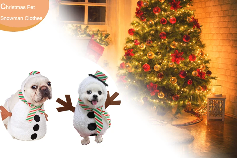 

Soft Pet Costume White Decorative Polyester Fun Dog Cats Costume Accessory Christmas snowman costume Party clothes for Hiromi