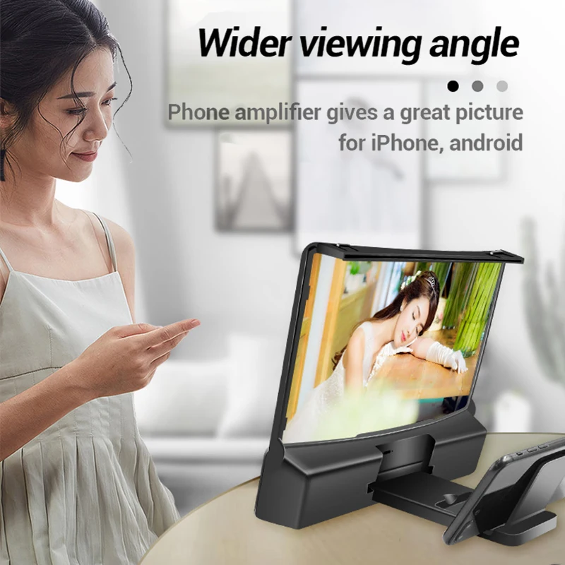 mobile phone screen magnifier with bluetooth stereo speaker 10 inch 3d hd video smartphone amplifier desk holder anti radiation free global shipping