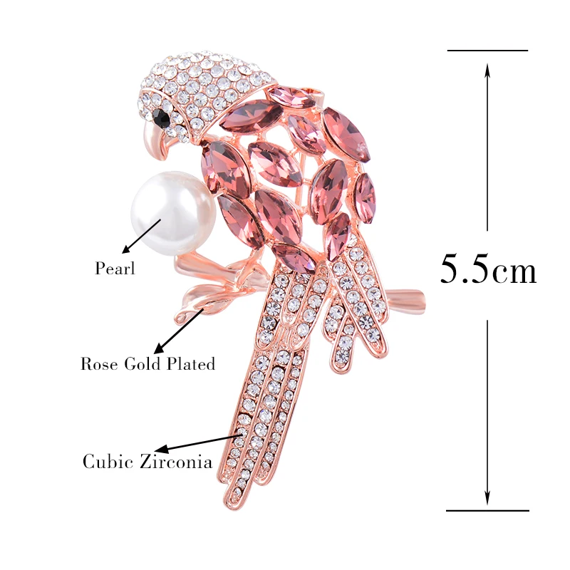 

SINLEERY Luxurious Blue Purple Cubic Zircon Bird Parrot Animal Brooch Pin Women's Fashion Accessories 2021 XZ193 SSK