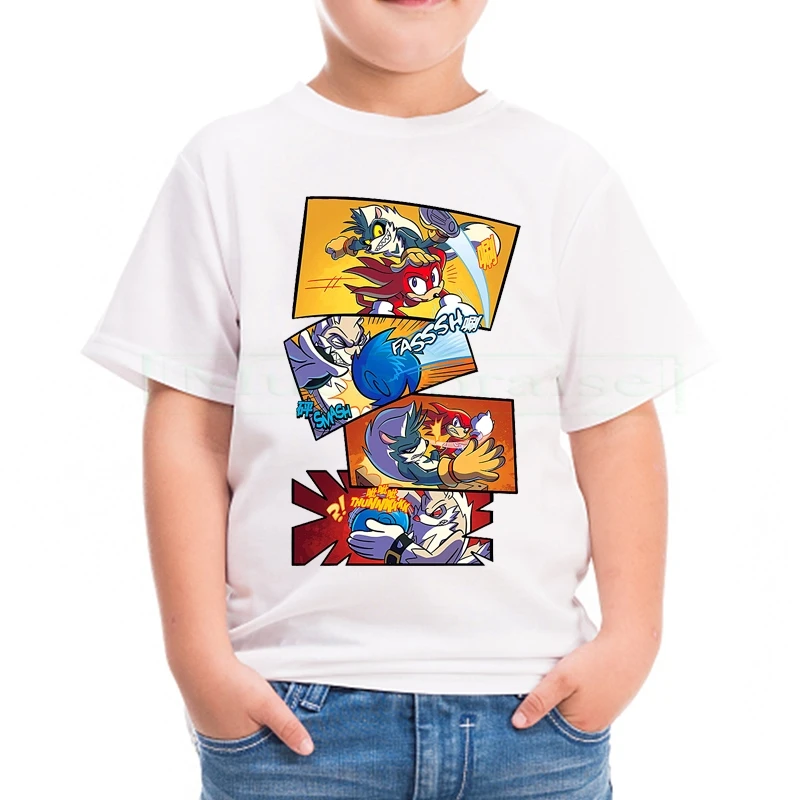 Sonic The Hedgehog/детская футболка для мальчиков топы Детская летняя хлопковая с