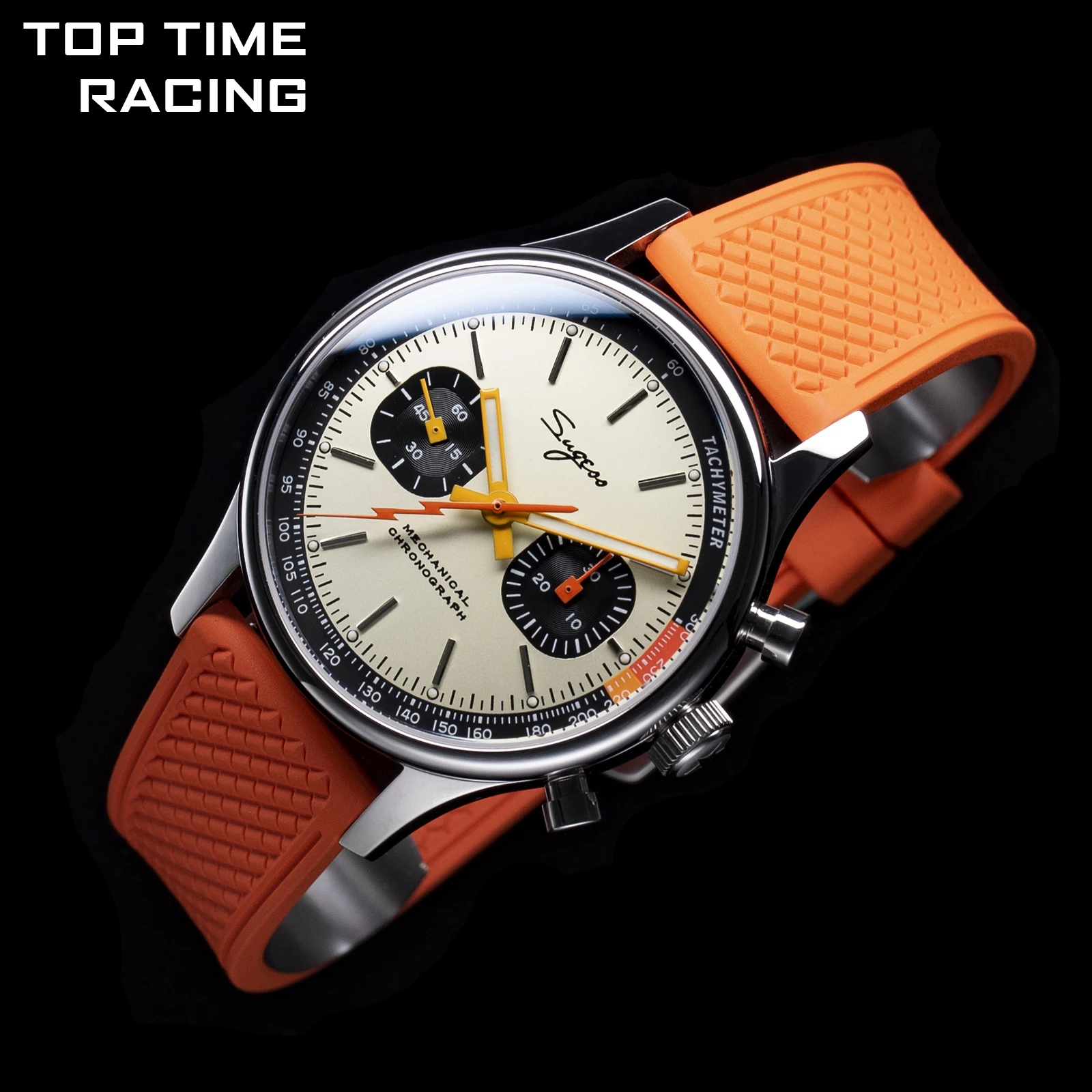 

Sugess Men's Pilot Wristwatch ST19 Seagull Swan neck Movement Chronograph Function Sapphire Glass Military Watch Luminous Mark
