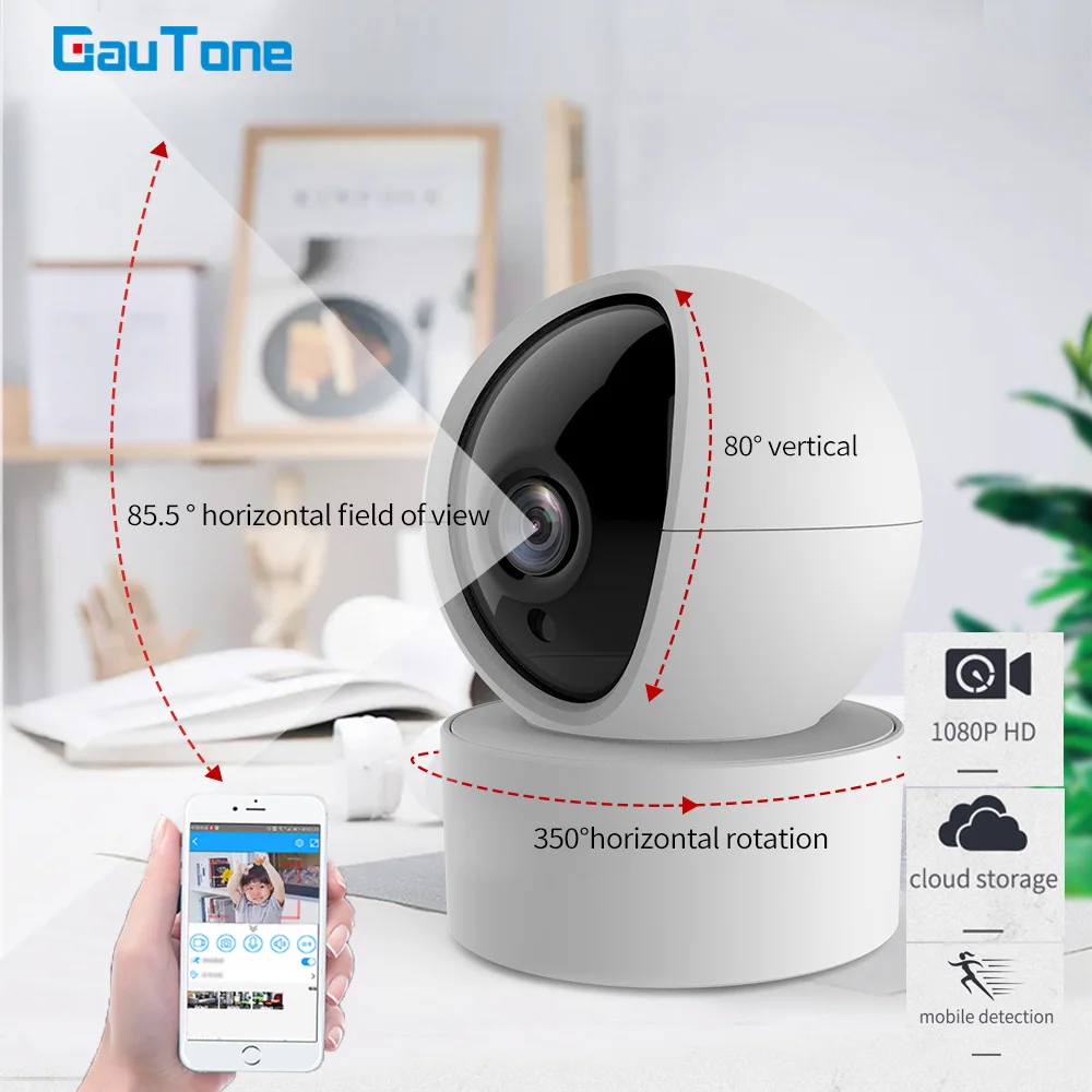 Камера видеонаблюдения GauTone с функцией ночного видения 1080P Wi Fi|Камеры
