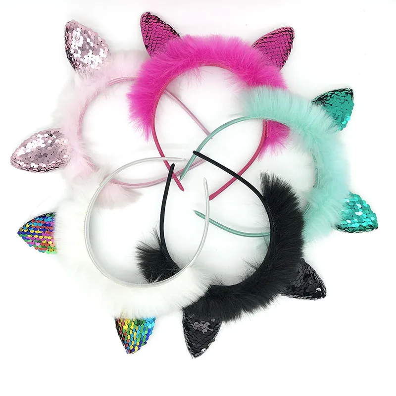 

Hot Sale Cat Ears Hair Band Headbands Accessory For Girls Hair Accessories Shiny For Lovely Cartoon headwear Hair girls Party