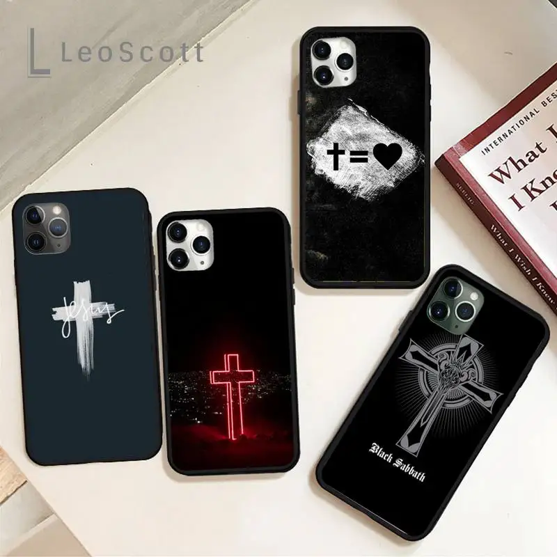 

Christ cross heart Phone Case for iPhone 11 12 pro XS MAX 8 7 6 6S Plus X 5S SE 2020 XR Soft silicone