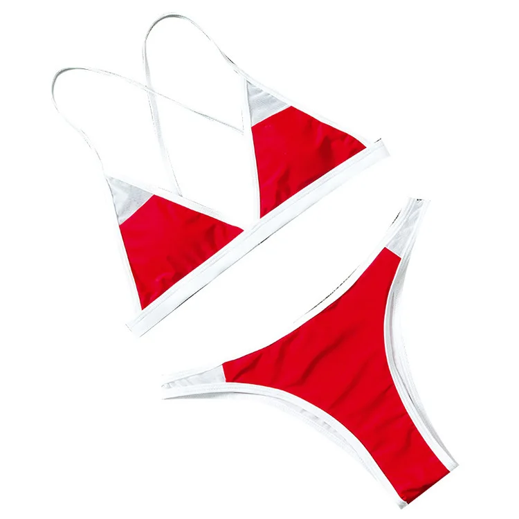 

2021 European and American bikini swimwear new sexy solid-colored women's swimsuit 2 piece bikini set swimwear women
