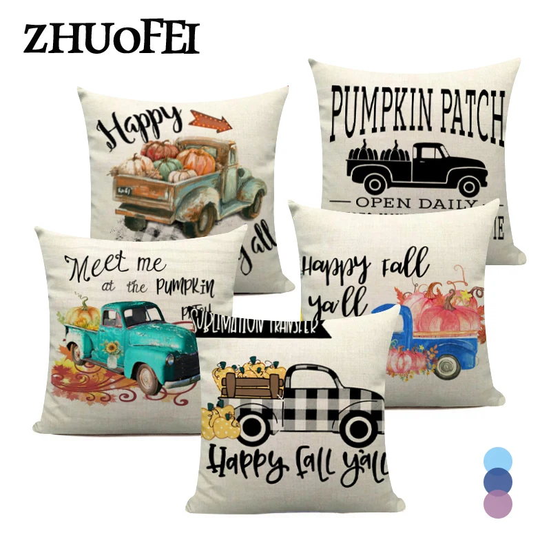 

Turkey Day Cushion Cover 45X45CM Thanksgiving Decor Pumpkin Truck Print Pillow Case Sofa Seat Throw Pillowcase Letter Pillowslip