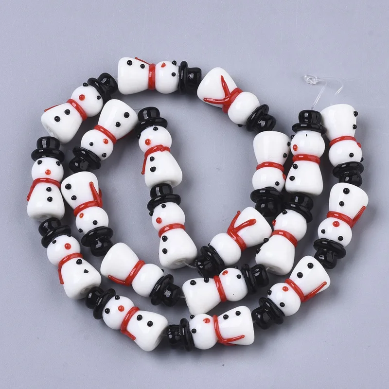 

pandahall 20pcs Handmade Lampwork Beads Snowman Shape Beads for DIY Christmas Jewelry Making Accessory Multicolor
