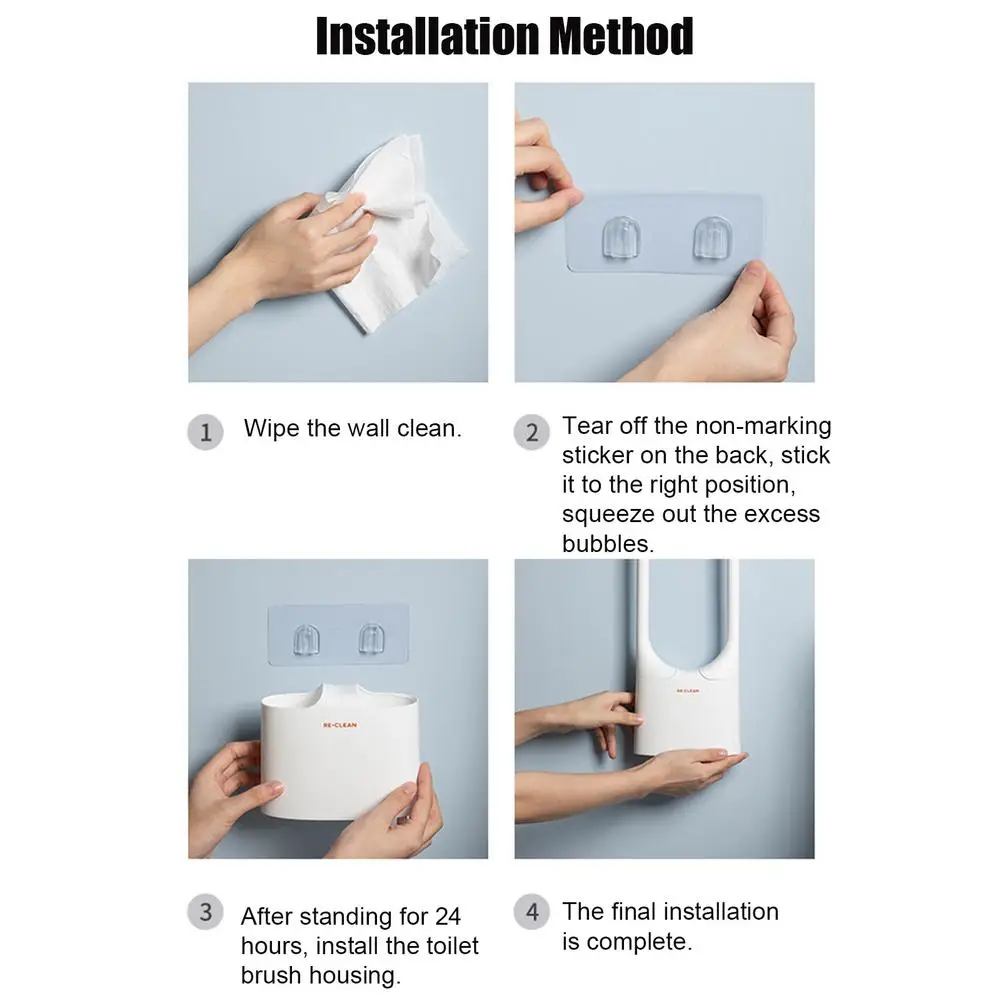 

Wall-mounted Mirrored Toilet Brush Set With Holder Bracket Durable Bathroom Toilet Gap Cleaning Tool